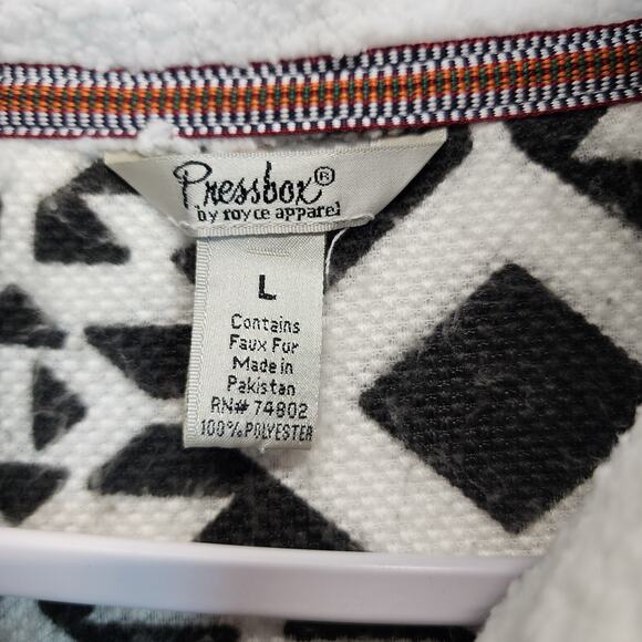 North Carolina Tar Heels 1/4 Zip Sherpa Jacket Size L Gray Relaxed Aztec Print - Picture 12 of 12